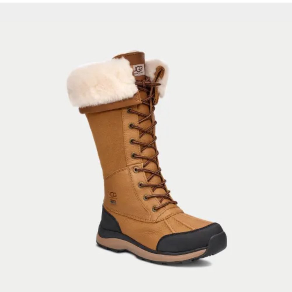 Ugg Adirondack III Tall Boots Waterproof Lace-Up Suede Leather Sherpa Size 8